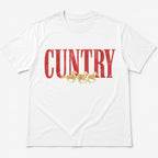 Cuntry horses vintage western graphic tee white front print flat lay