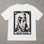 Girls Will Be Girls feminist witch tarot graphic tee white front print flat lay