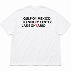 Gulf of Mexico Kennedy Center Lake Ontario FDT white graphic tee back-print flat lay