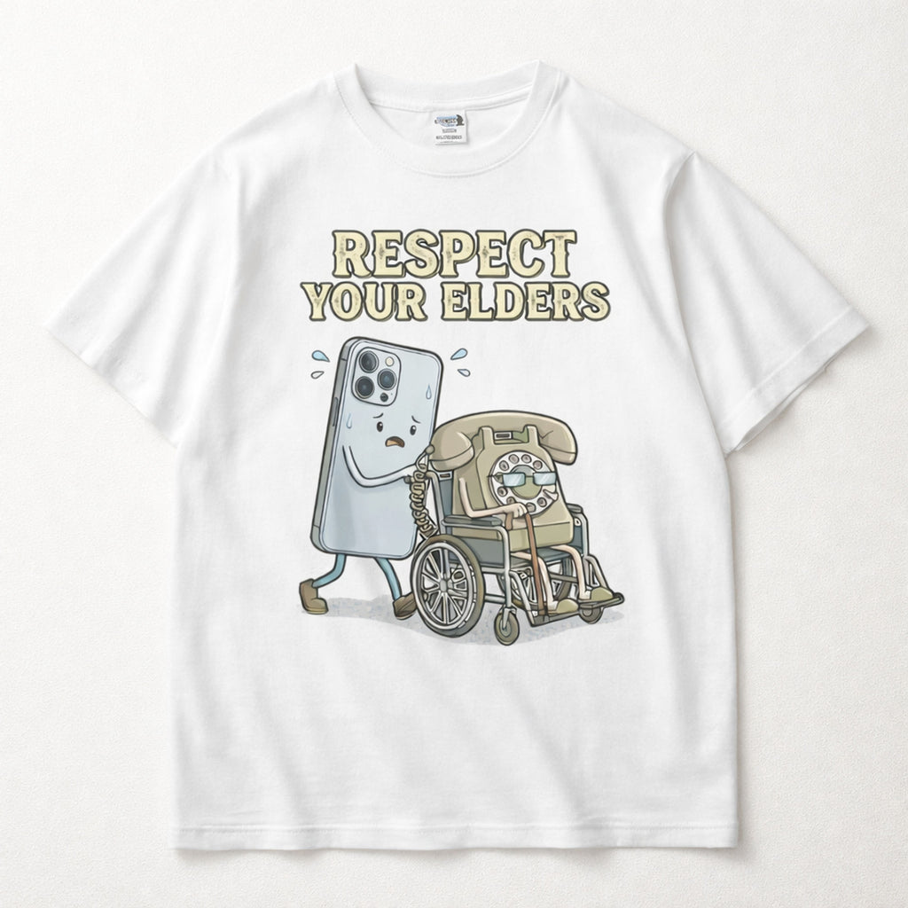 Respect Your Elders Funny Graphic Tee front print product photo 05 | Diya Glow