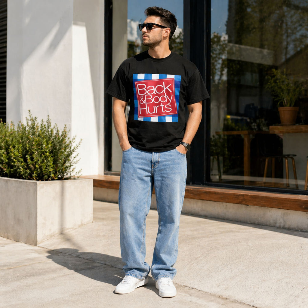 Back & Body Hurts Funny Graphic Tee front print product photo 05 | Diya Glow