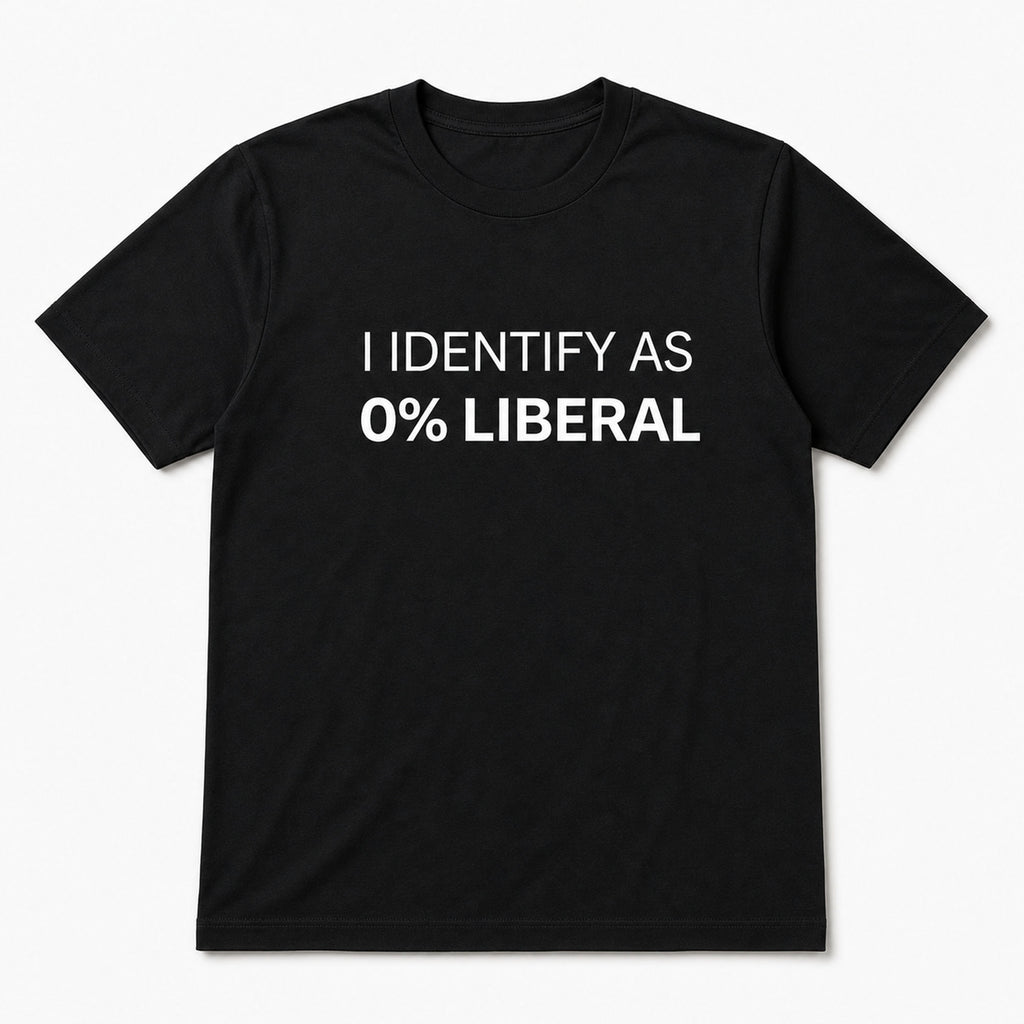 0 percent liberal funny graphic tee black flat lay