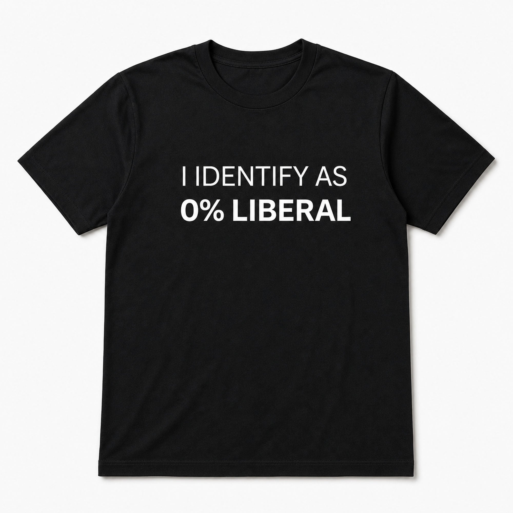 0 percent liberal funny graphic tee black flat lay