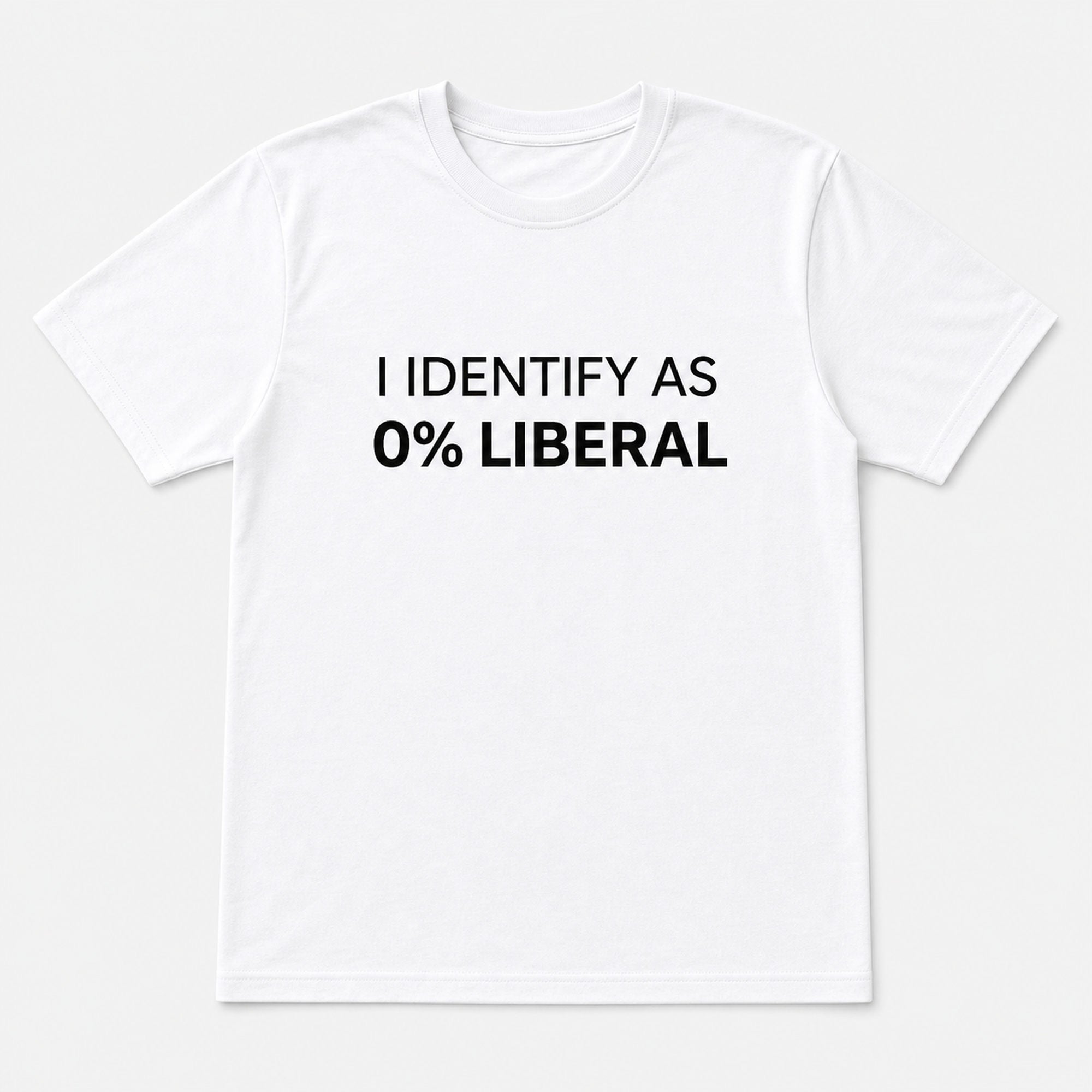 0 percent liberal funny graphic tee white flat lay