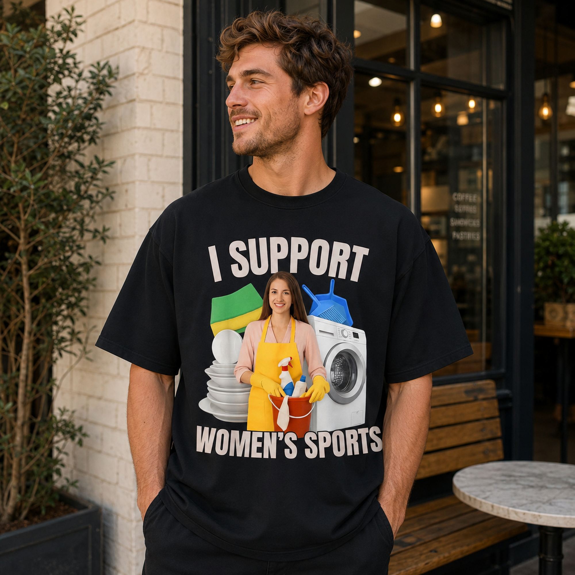 I Support Women's Sports Funny Graphic Tee front print product photo 02 | Diya Glow