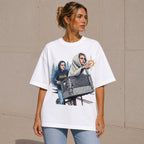 Sophie Cunningham Caitlin Clark Indiana basketball graphic tee white front model