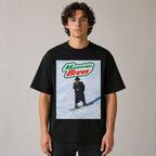 Mountain Brew funny ski meme graphic tee black front model