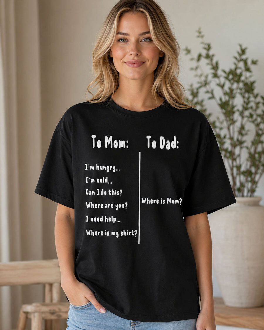 T-shirt Graphique To Mom To Dad Where Is Mom