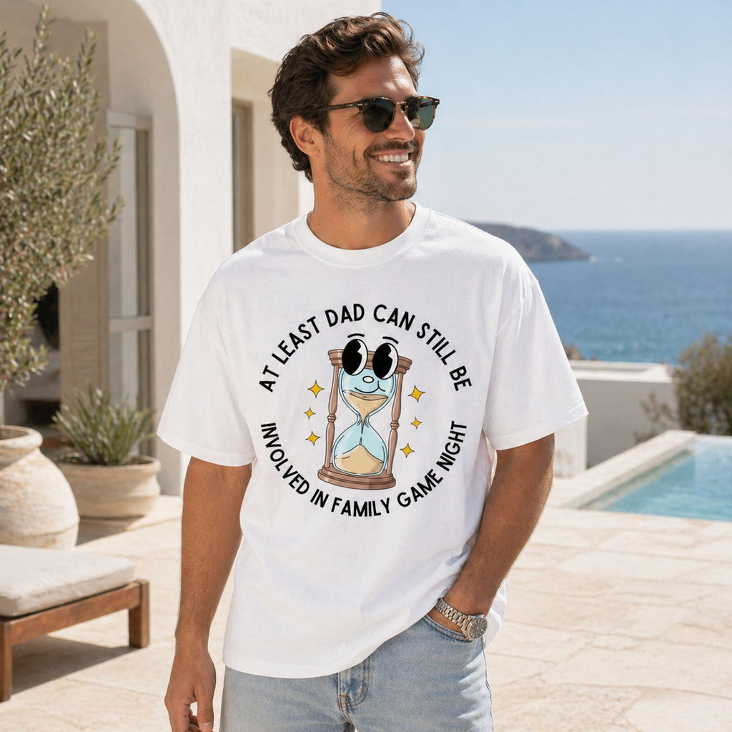 At Least Dad Can Still Be Involved In Family Game Night Graphic Tee | 01