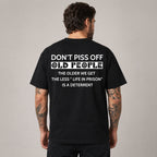 Don't Piss Off Old People funny back print graphic tee black back model