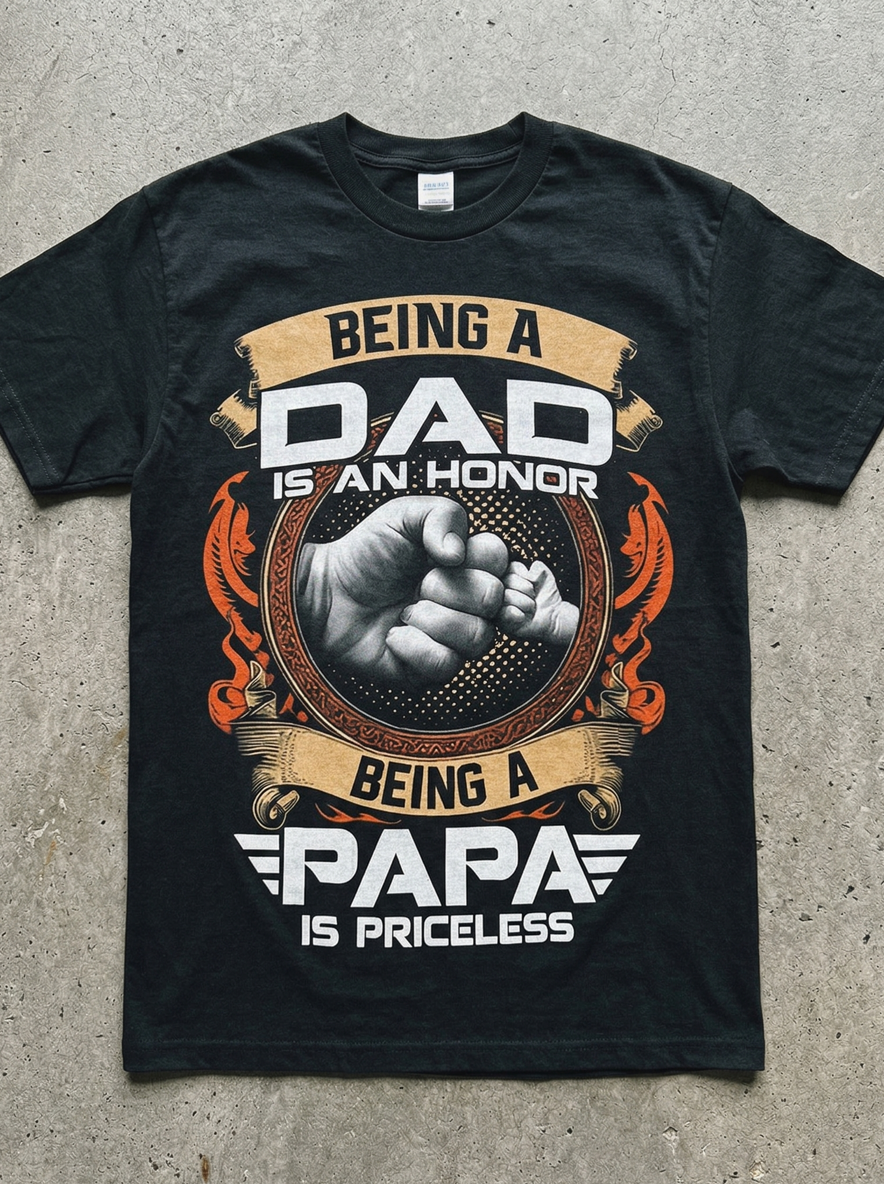 Being A Dad Is An Honor Being A Papa Is Priceless Vintage Dad Graphic Tee | 02