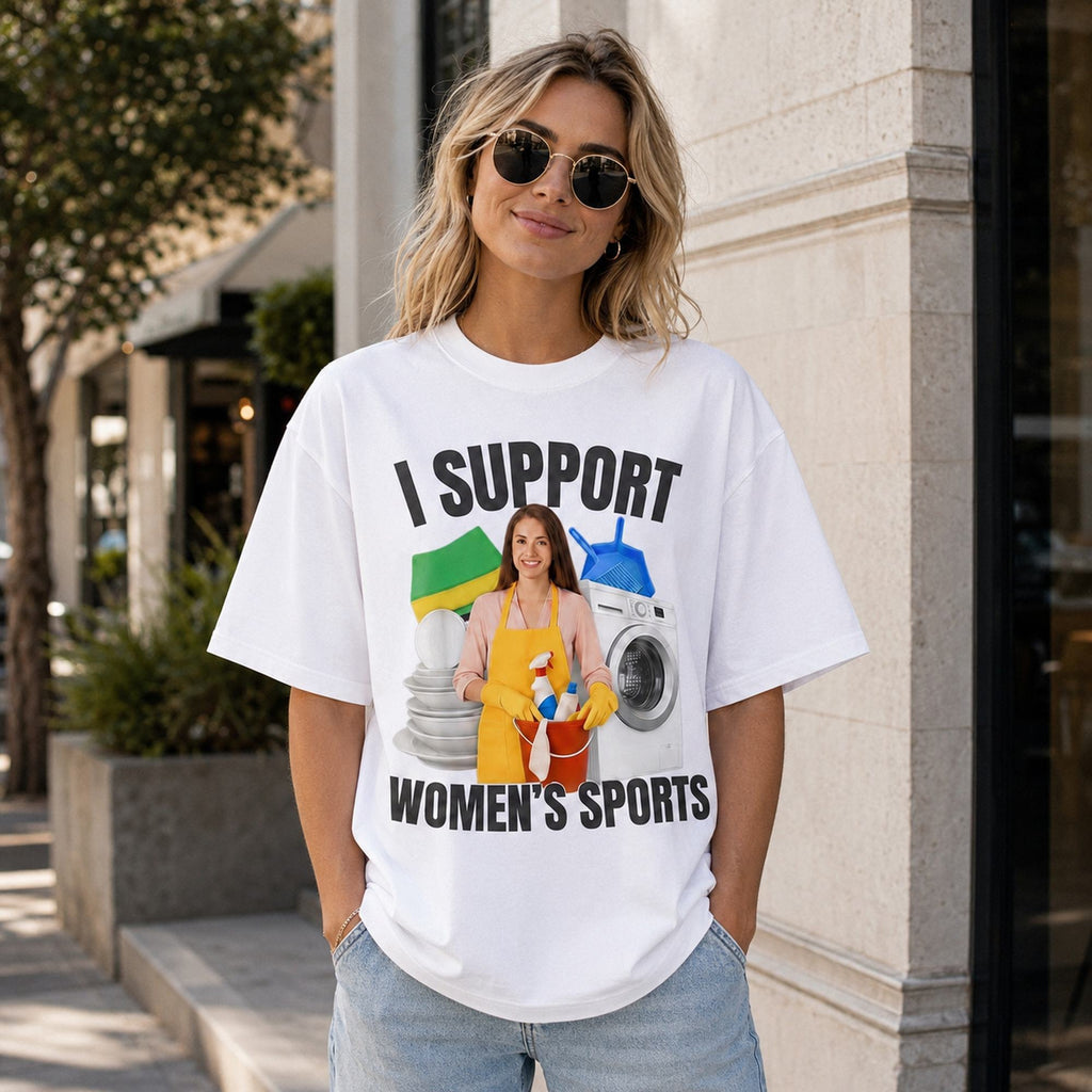 I Support Women's Sports Funny Graphic Tee front print product photo 03 | Diya Glow