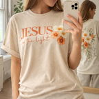 Jesus Is The Light Floral Cross Faith Graphic Tee | 02