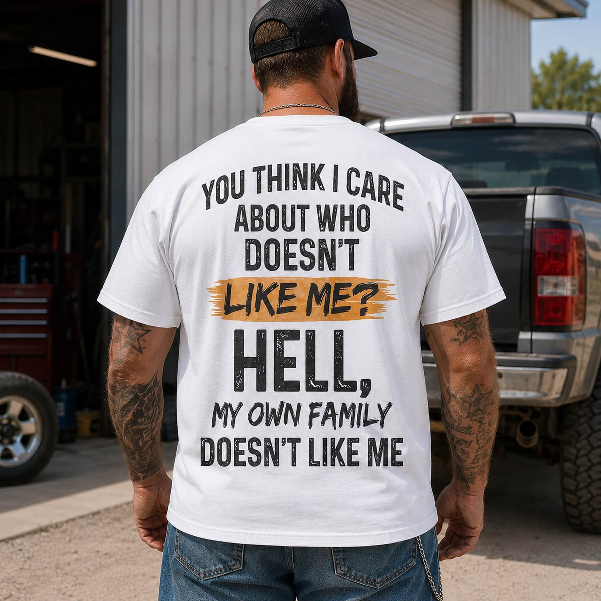 You Think I Care Who Does Not Like Me Funny Graphic Tee front print product photo 02 | Diya Glow