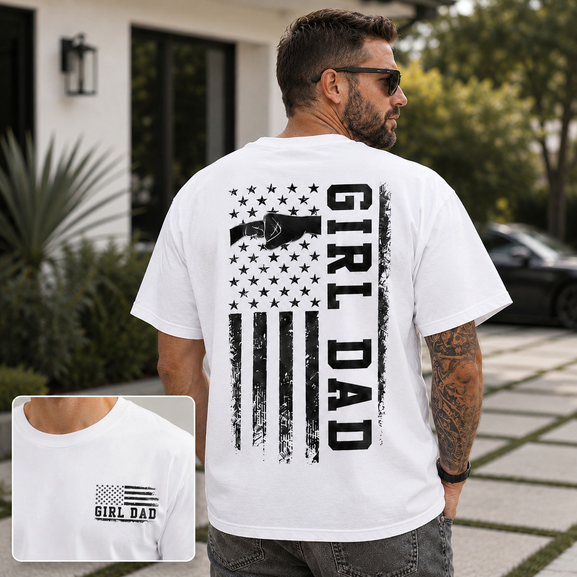 Girl Dad Patriotic Graphic Tee front print product photo 02 | Diya Glow