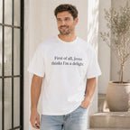 First Of All Jesus Thinks I'm A Delight Faith Graphic Tee front print product photo 02 | Diya Glow