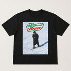 Mountain Brew funny ski meme graphic tee black front flat lay