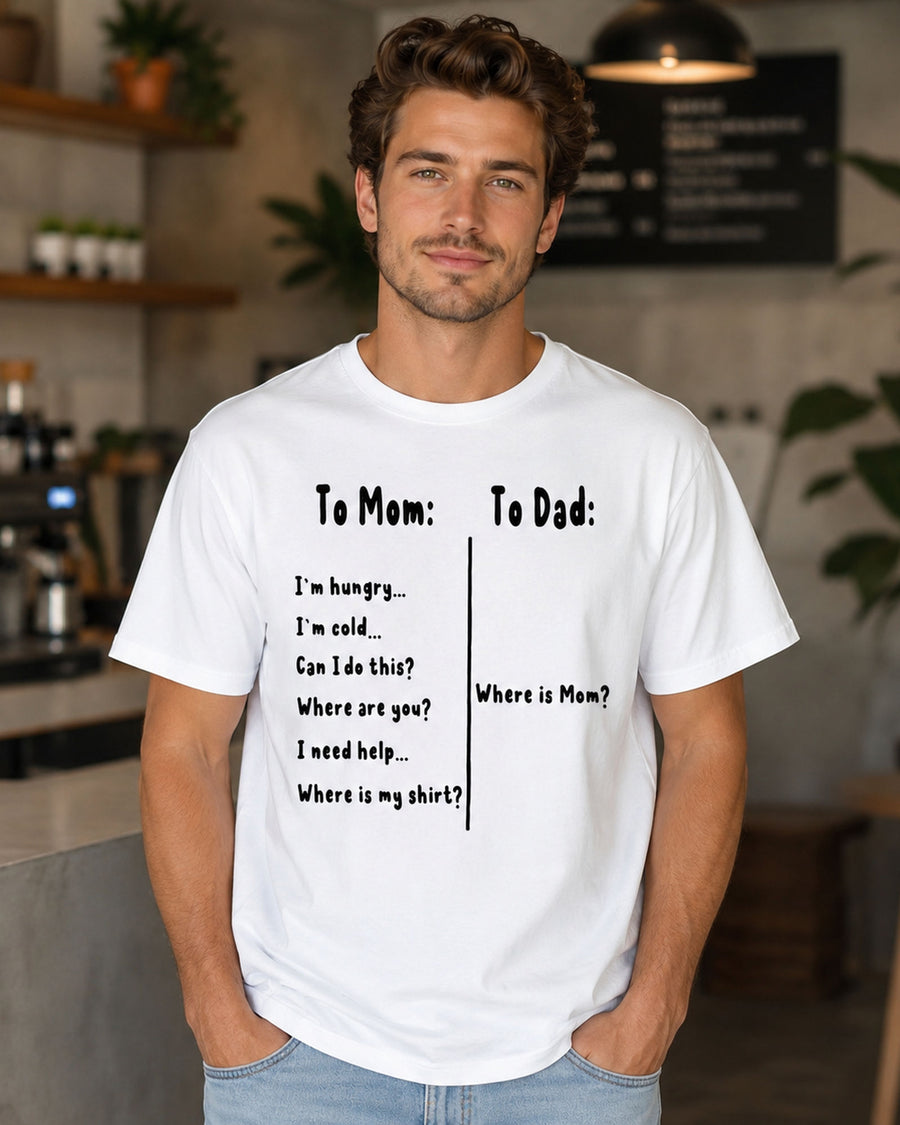 T-shirt Graphique To Mom To Dad Where Is Mom