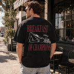 Breakfast Of Champions Funny Graphic Tee front print product photo 02 | Diya Glow