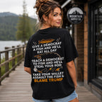 Give A Democrat A Fish Funny Graphic Tee front print product photo 02 | Diya Glow