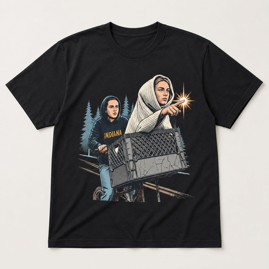 Sophie Cunningham Caitlin Clark Indiana basketball graphic tee black flat lay