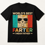 World's Best Farter I Mean Father funny cat dad graphic tee black front flat lay
