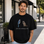 Just An Ordinary Life Blue Jay Raccoon Funny Graphic Tee front print product photo 03 | Diya Glow
