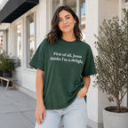 First Of All Jesus Thinks I'm A Delight Faith Graphic Tee front print product photo 03 | Diya Glow