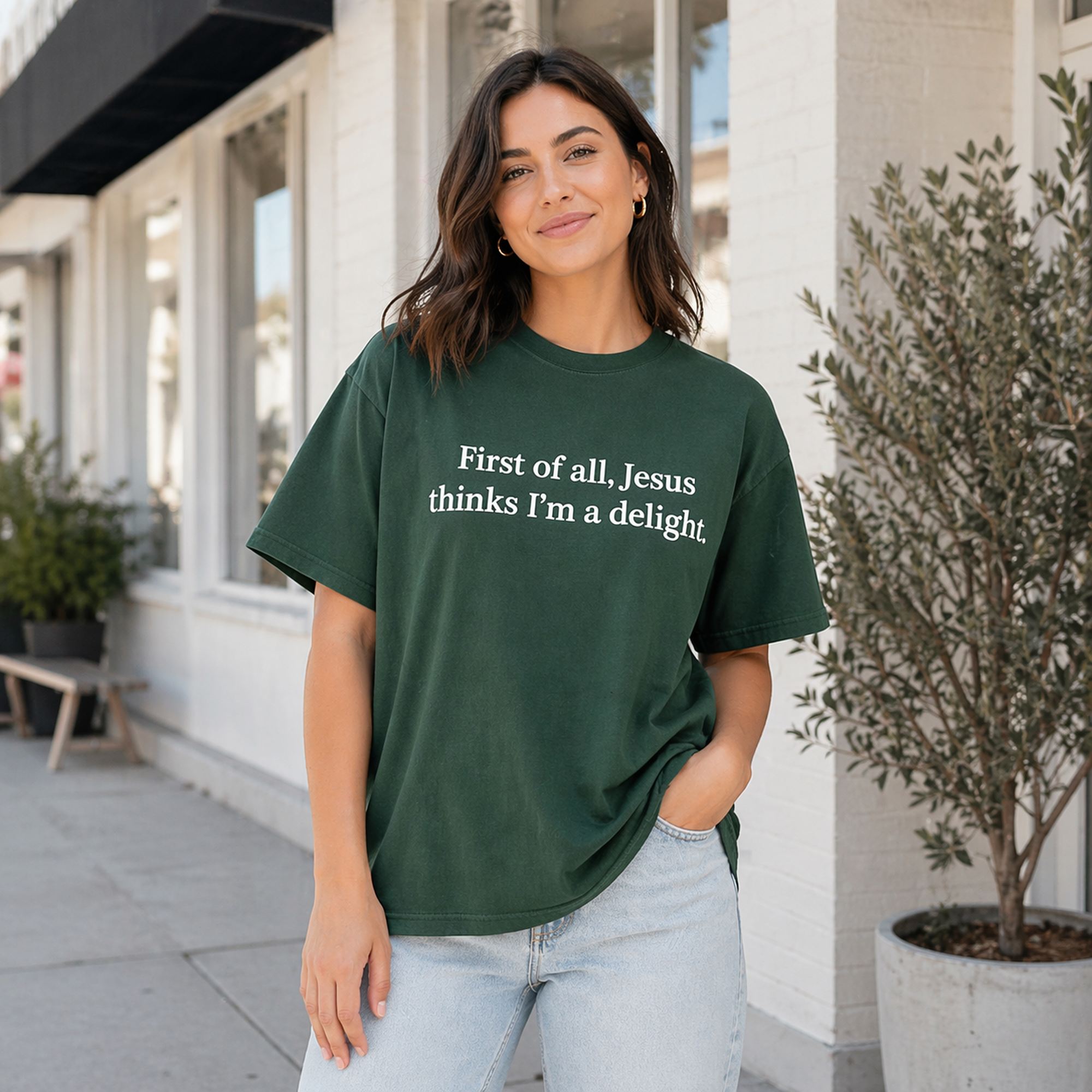 First Of All Jesus Thinks I'm A Delight Faith Graphic Tee | 03