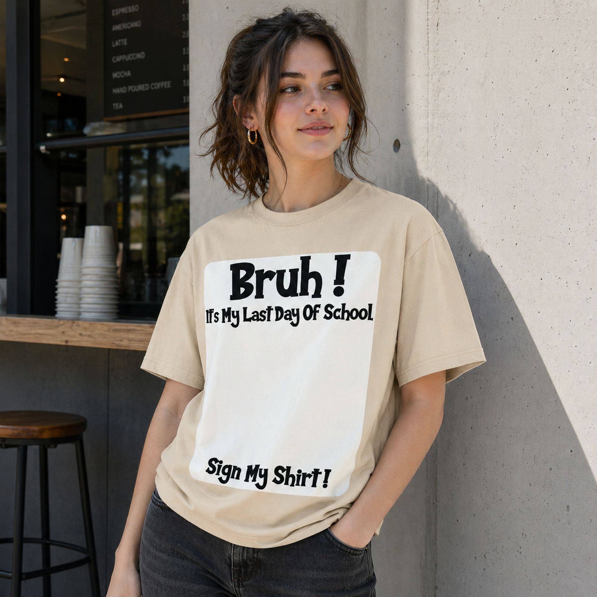 Bruh It's My Last Day Of School Sign My Shirt Funny Graphic Tee | 03