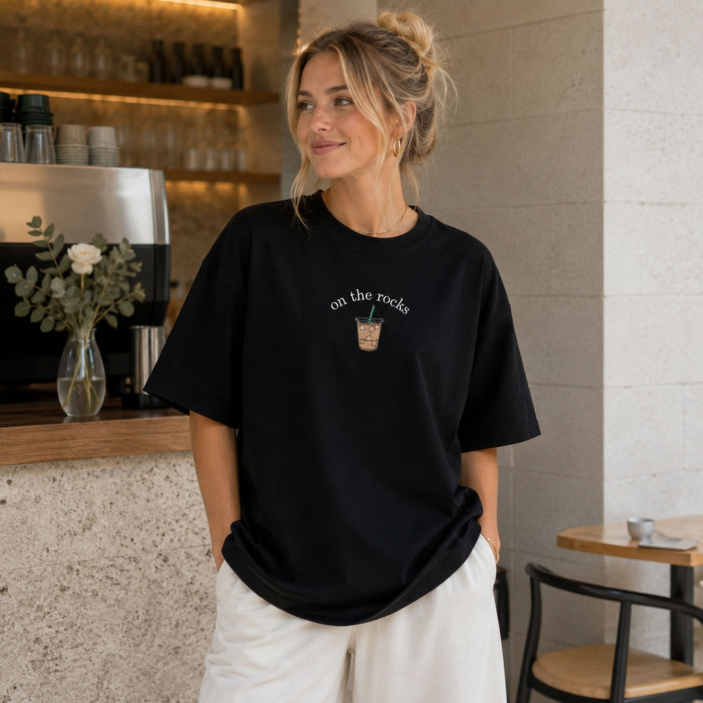 On The Rocks Coffee Graphic Tee front print product photo 03 | Diya Glow