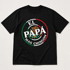 El Papa Mas Chingon funny dad graphic tee black front flat lay