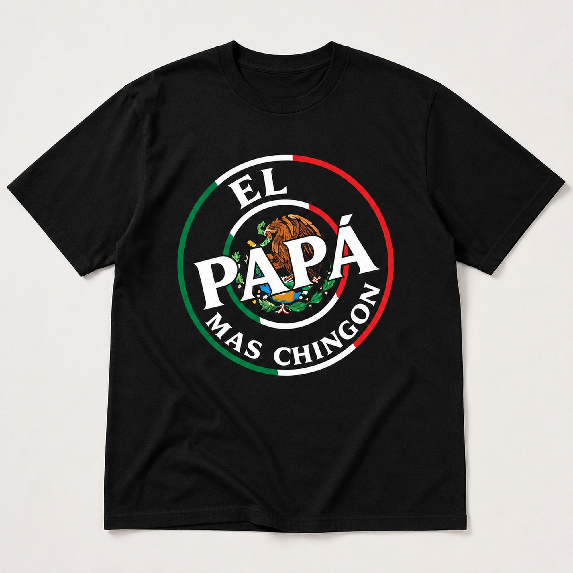 El Papa Mas Chingon funny dad graphic tee black front flat lay