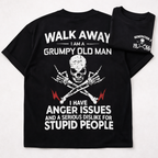 Walk Away I Am A Grumpy Old Man Generation X Funny Graphic Tee front print product photo 03 | Diya Glow