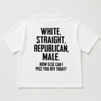 White Straight Republican Male Funny Graphic Tee front print product photo 03 | Diya Glow