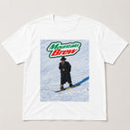 Mountain Brew funny ski meme graphic tee white front flat lay