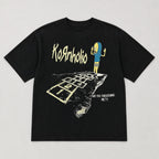 Black Kornholio hopscotch funny graphic tee full front flat lay