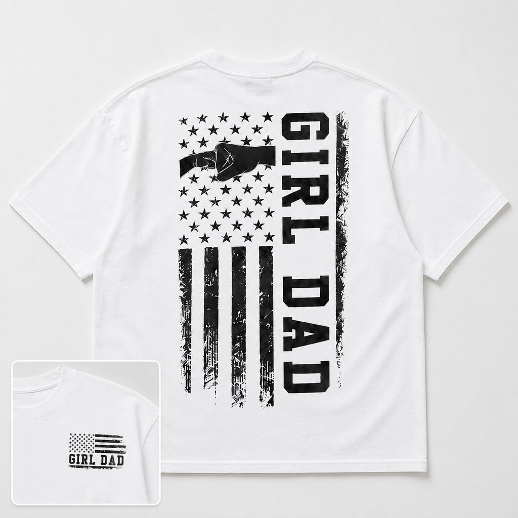 Girl Dad Patriotic Graphic Tee front print product photo 04 | Diya Glow