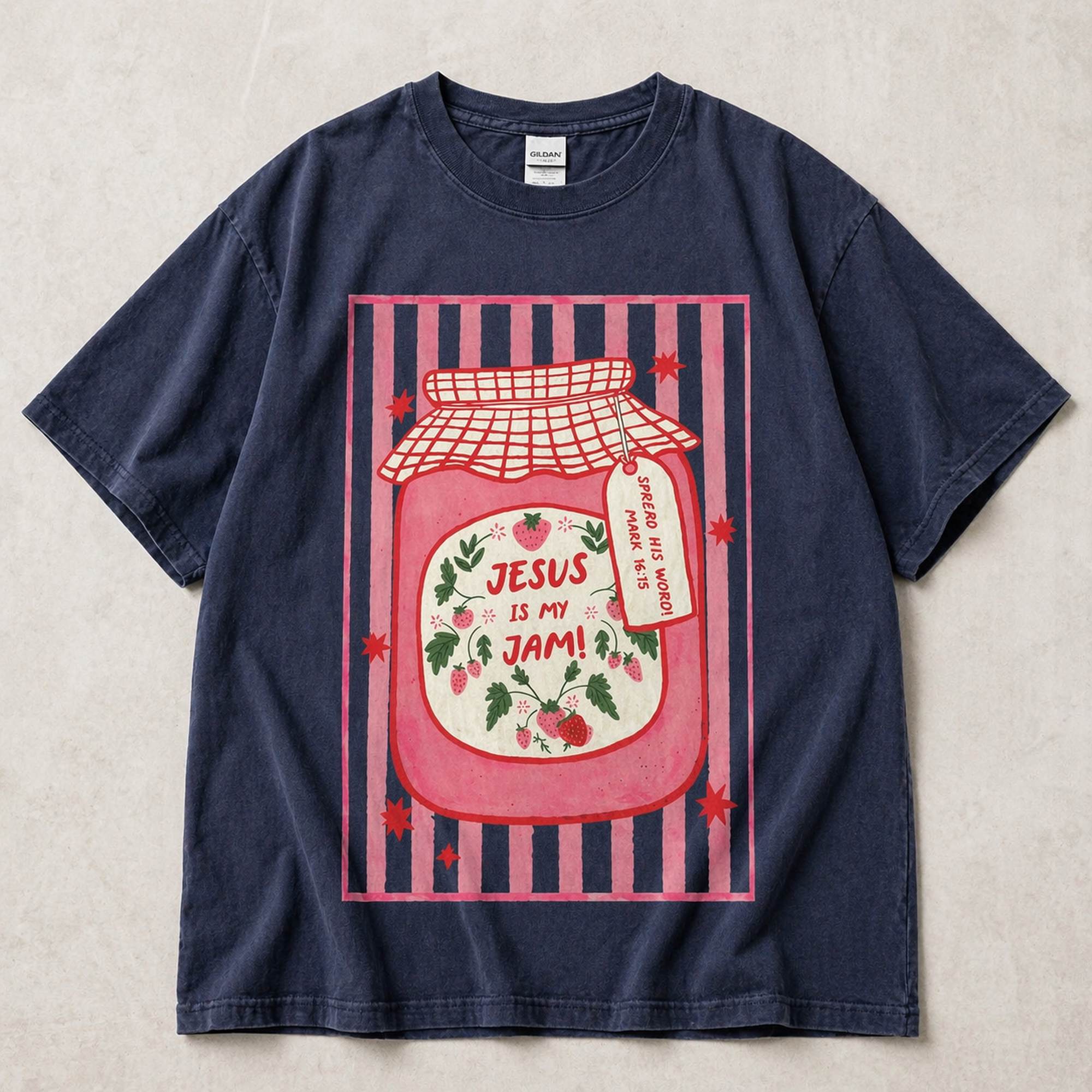 Jesus Is My Jam Faith Graphic Tee front print product photo 04 | Diya Glow