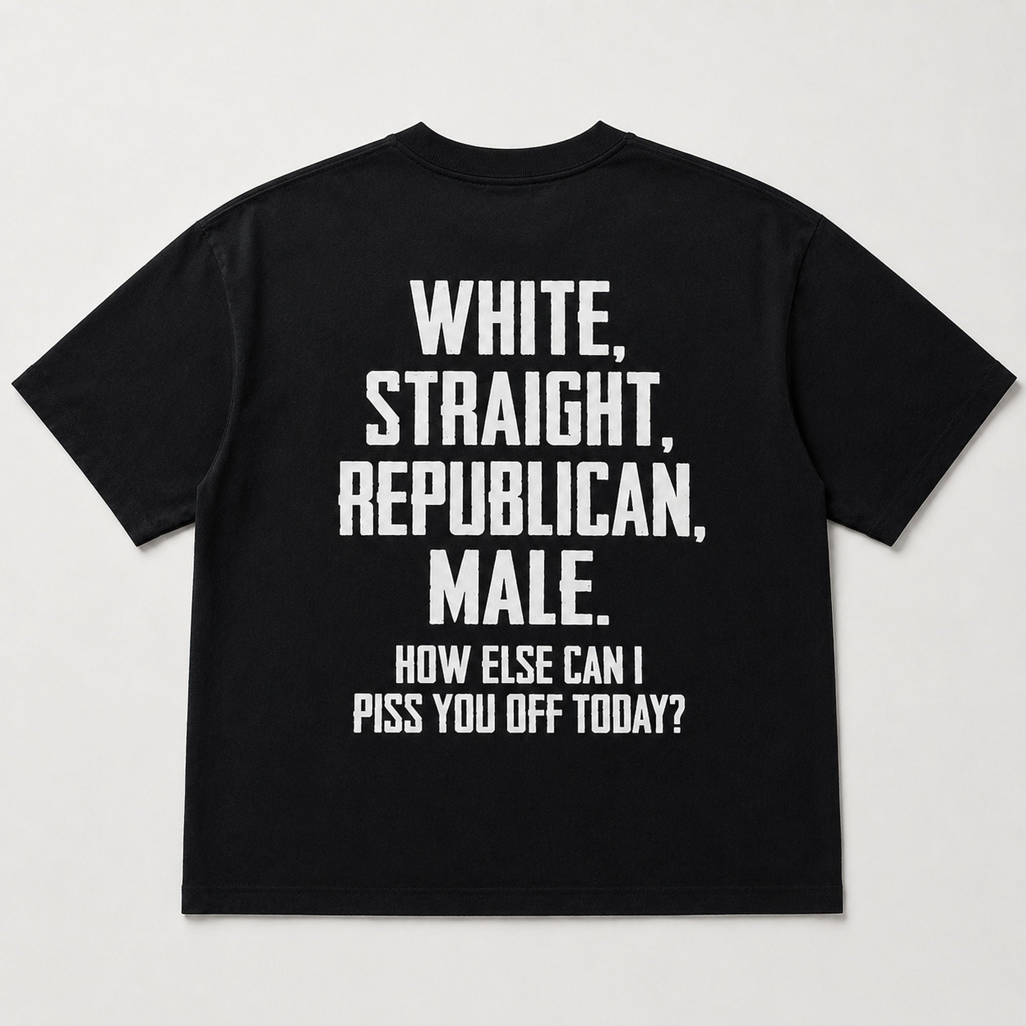 White Straight Republican Male Funny Graphic Tee front print product photo 04 | Diya Glow
