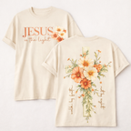 Jesus Is The Light Floral Cross Faith Graphic Tee | 04