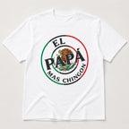 El Papa Mas Chingon funny dad graphic tee white front flat lay