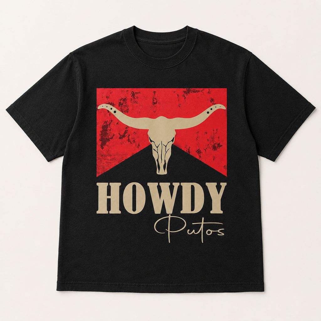 Howdy Putos Western Funny Graphic Tee front print product photo 05 | Diya Glow