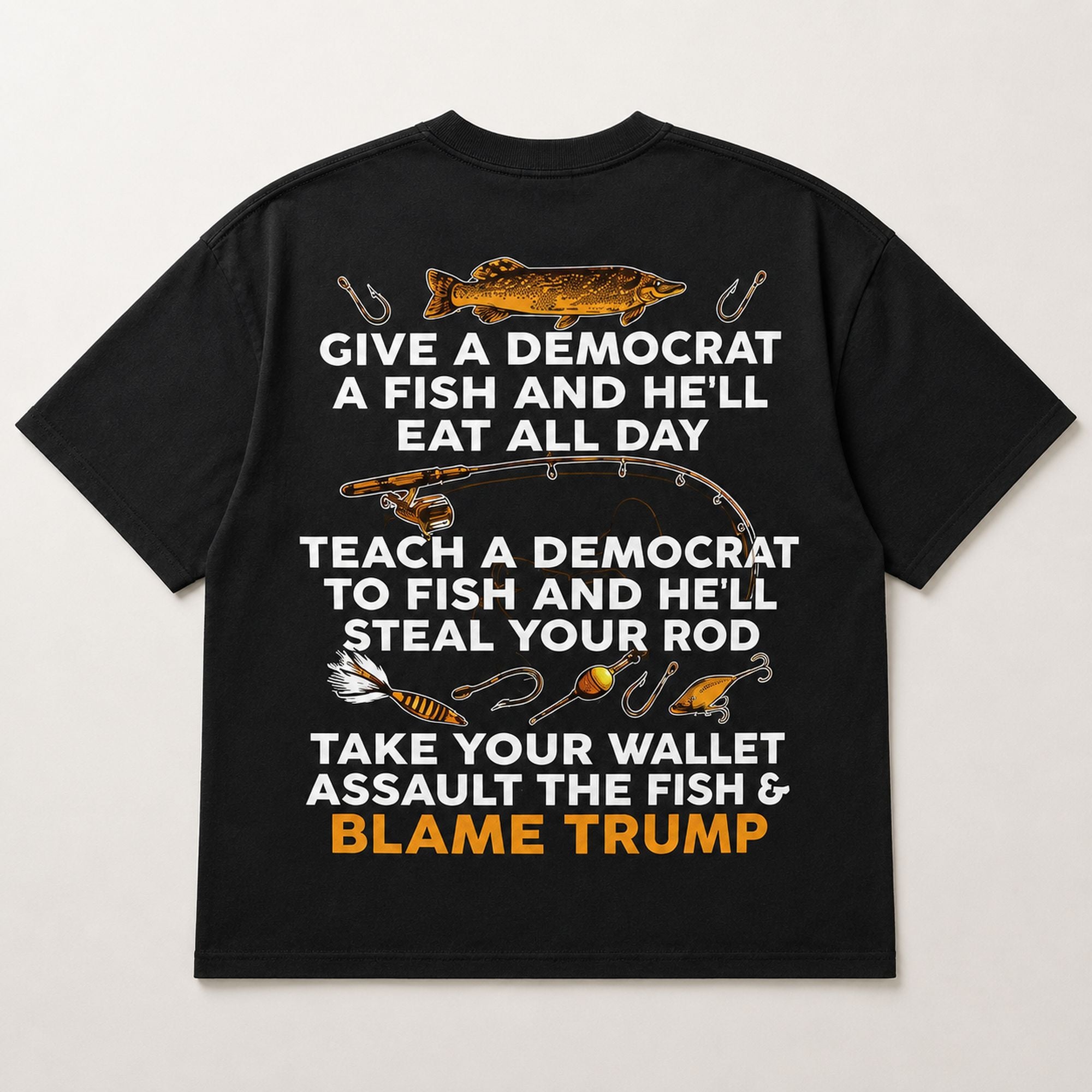 Give A Democrat A Fish Funny Graphic Tee front print product photo 05 | Diya Glow