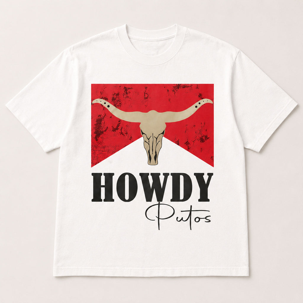 Howdy Putos Western Funny Graphic Tee front print product photo 06 | Diya Glow