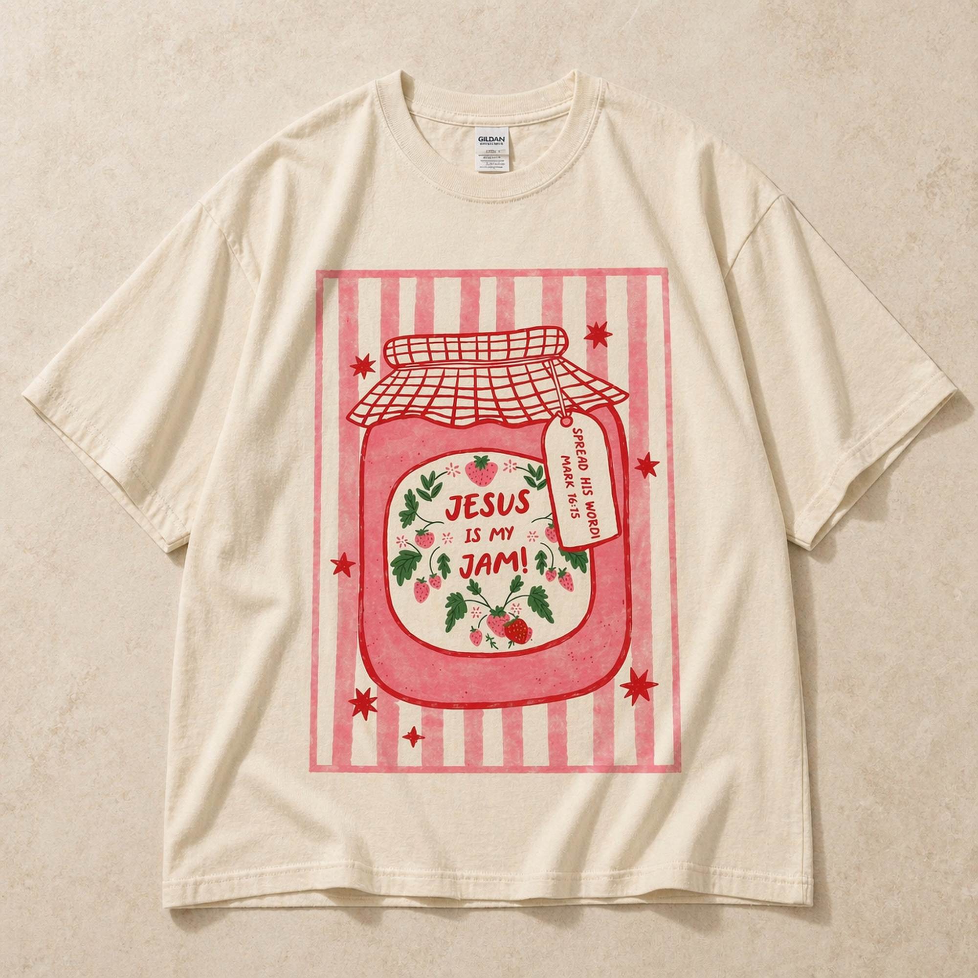 Jesus Is My Jam Faith Graphic Tee front print product photo 06 | Diya Glow