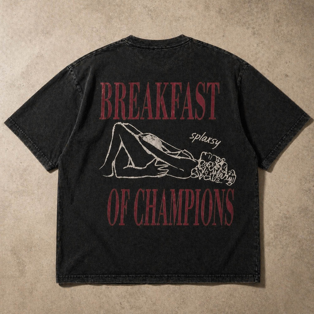 Breakfast Of Champions Funny Graphic Tee front print product photo 05 | Diya Glow