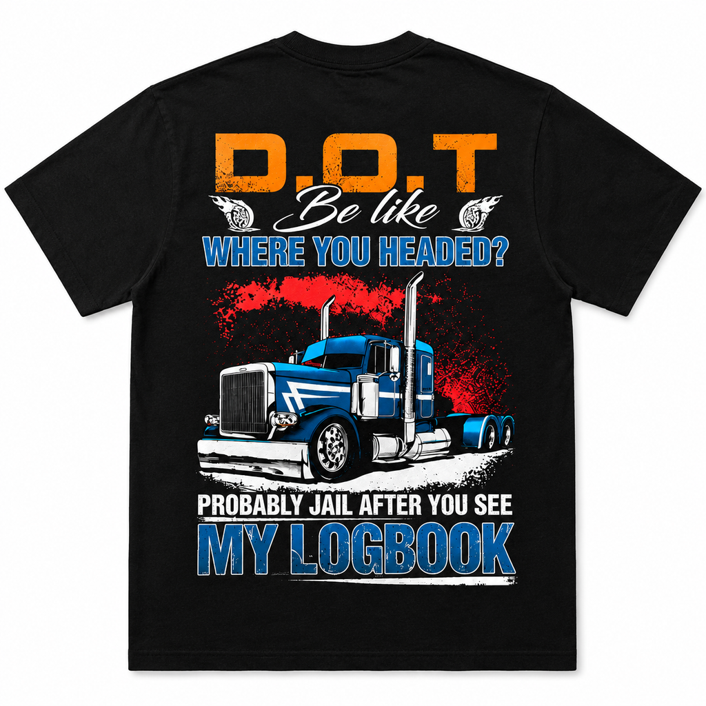 D.O.T Be Like Trucker Logbook Funny Back Print Graphic Tee