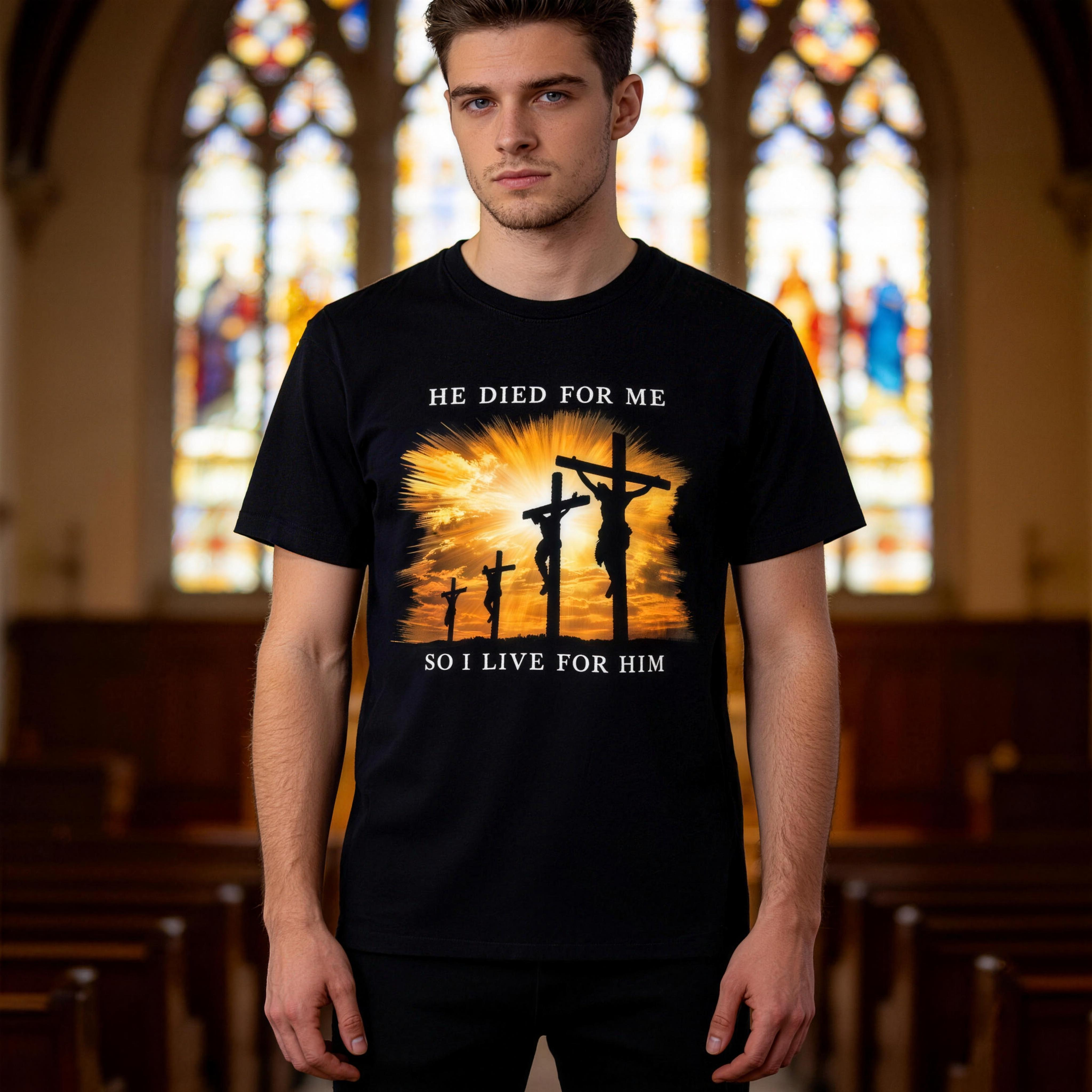 He Died For Me So I Live For Him camiseta gráfica vintage de fe