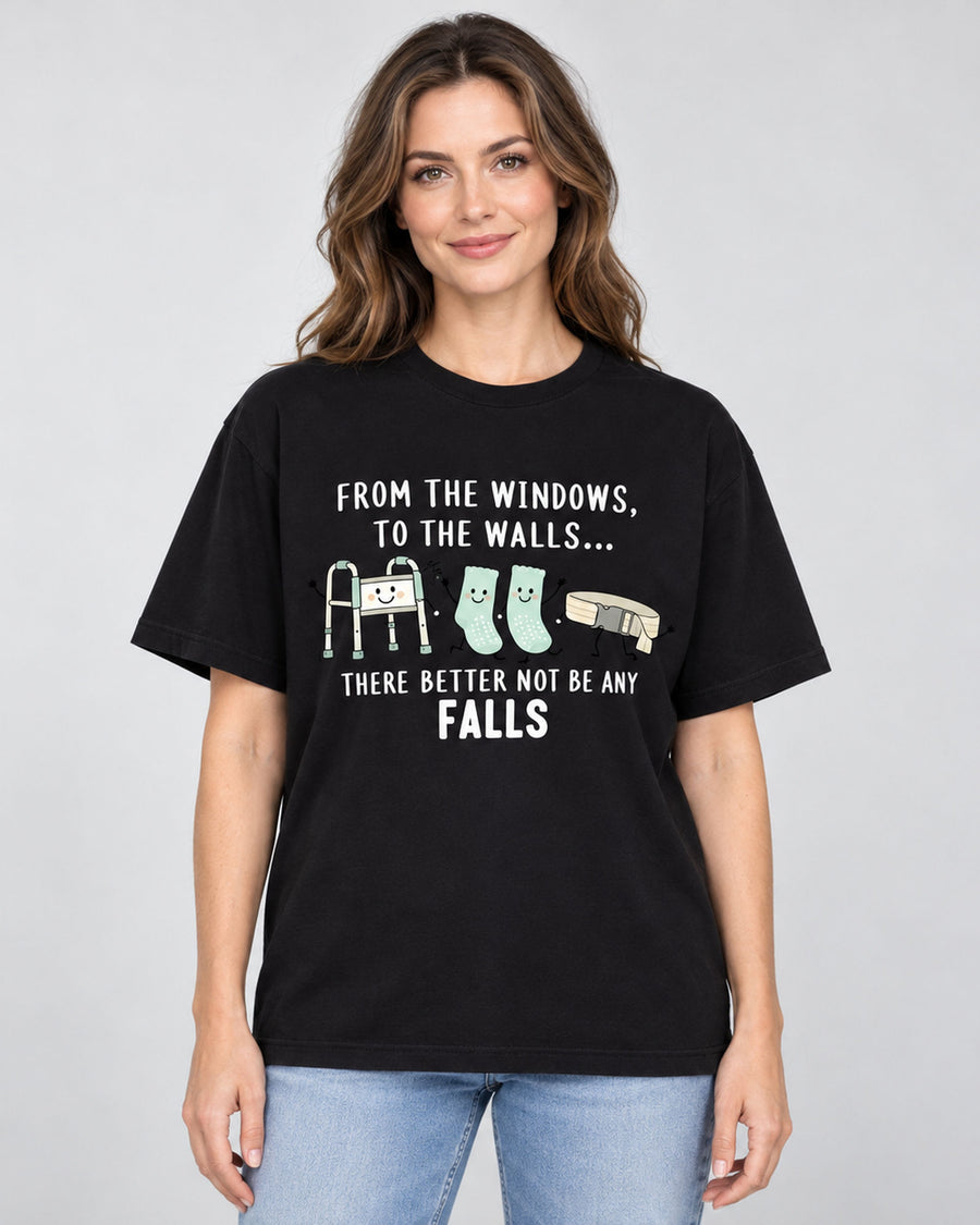 From the Windows No Falls Funny Graphic Tee